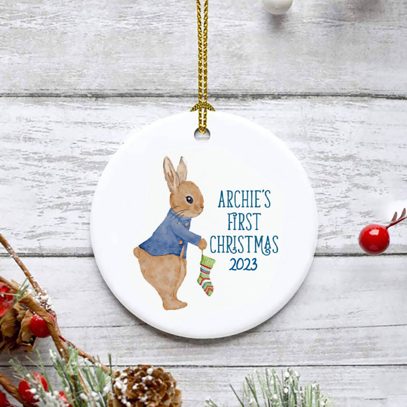Personalized Baby's First Christmas Rabbits Decoration's Ornament, Holiday Baby Ornament 