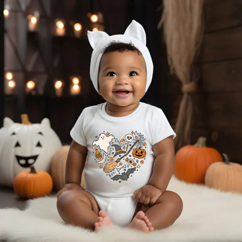 [Baby Bodysuit] Halloween Doodles Cute Heart Happy Halloween Bodysuit