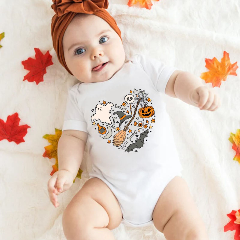 [Baby Bodysuit] Halloween Doodles Cute Heart Happy Halloween Bodysuit