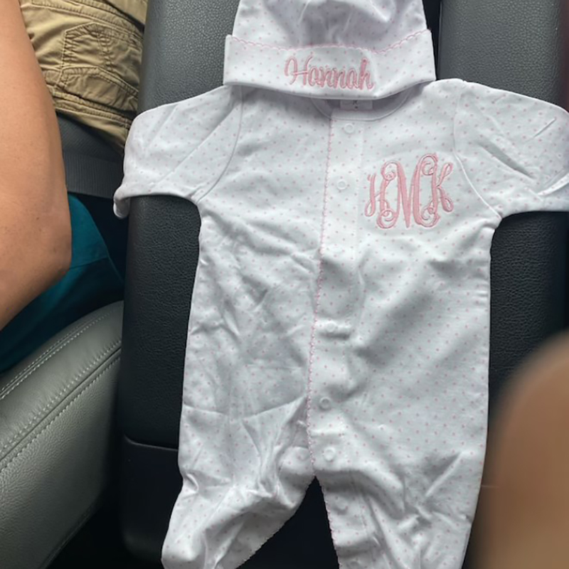 Personalized Baby Girl Pink Tiny Dots Coming Home Outfit