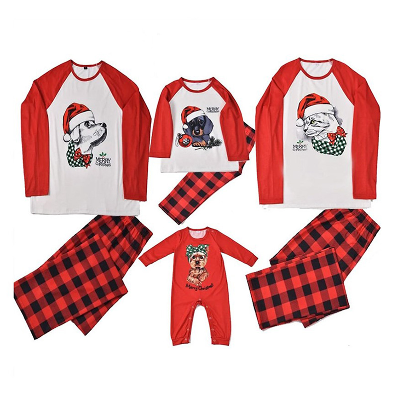 [Kid Pajamas]Christmas Pet Dog Santa Hat Christmas Kids Pajamas Kidclothe