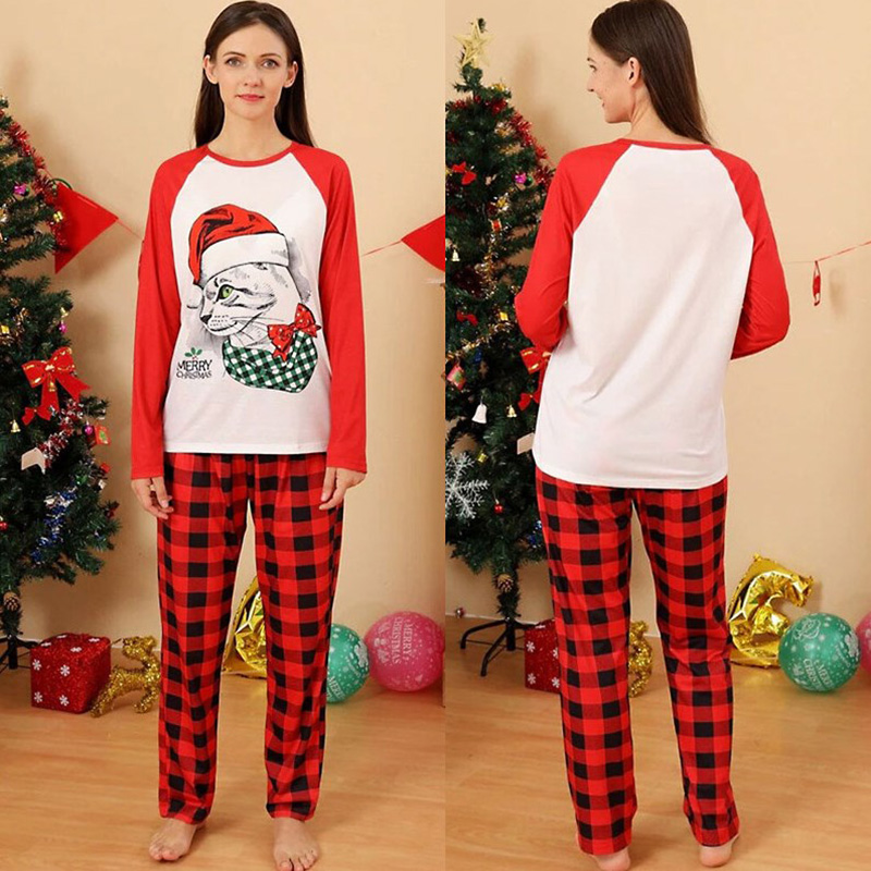 [Adult Pajamas]Christmas Pet Dog Santa Hat Papa Mama Pajamas Matching