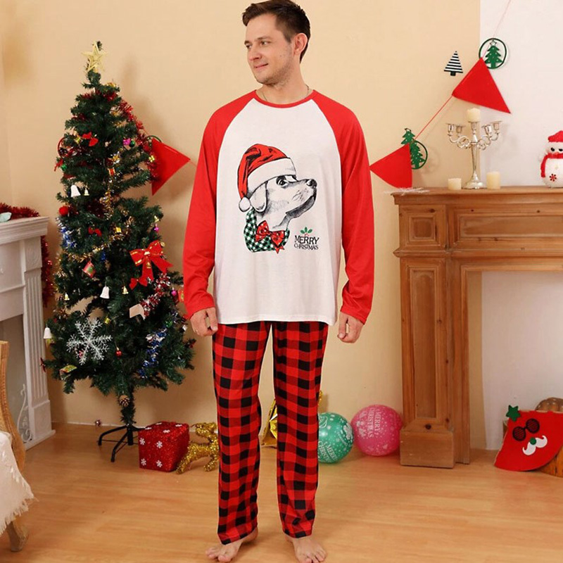 [Adult Pajamas]Christmas Pet Dog Santa Hat Papa Mama Pajamas Matching