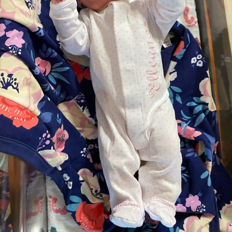 Personalized Baby Girl Pink Tiny Dots Coming Home Outfit