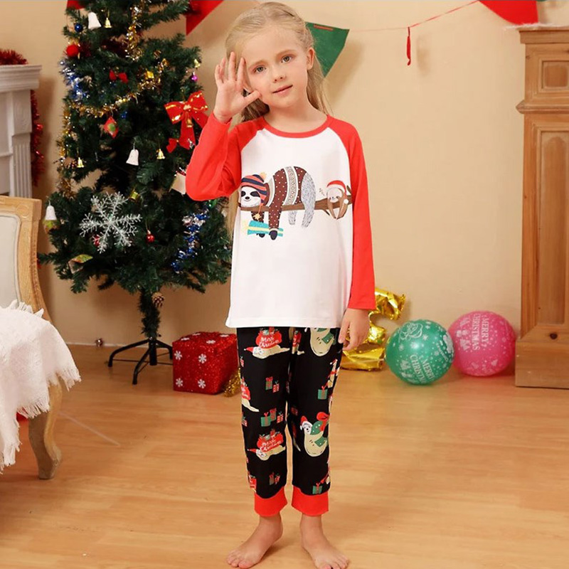 [Kid Pajamas]Christmas Cute Sloth Christmas Kids Pajamas Kidclothe
