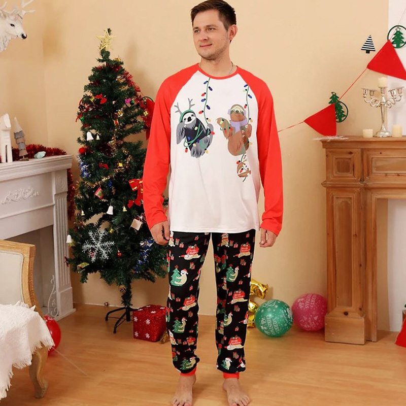 [Adult Pajamas]Christmas Cute Sloth Papa Mama Pajamas Matching