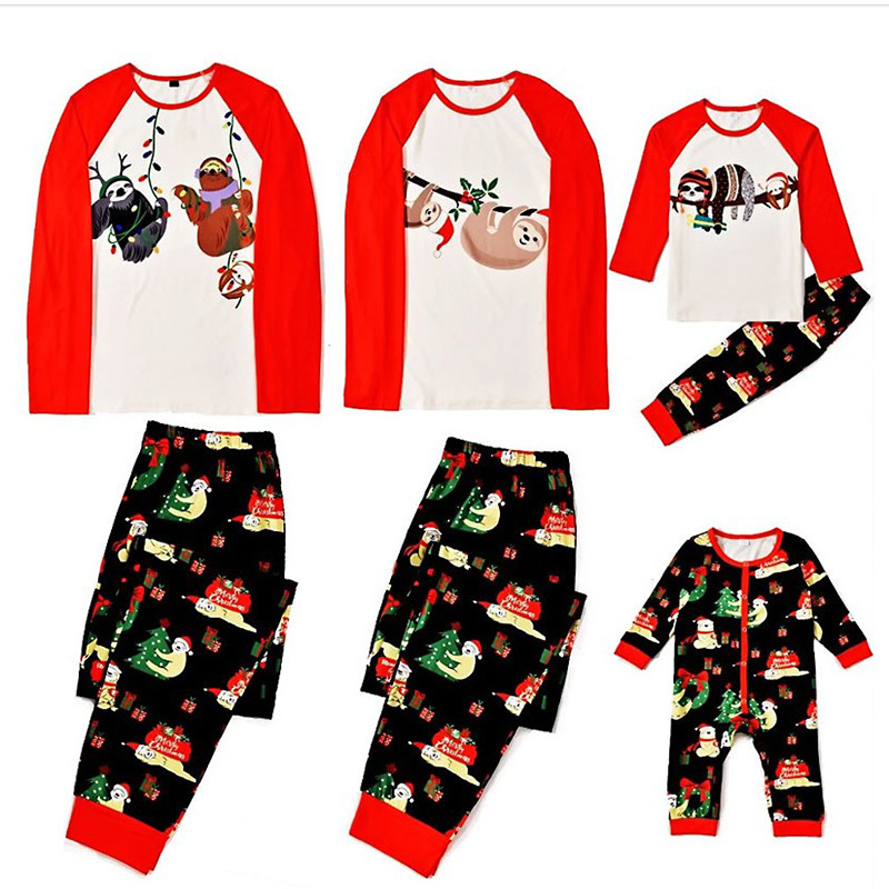[Kid Pajamas]Christmas Cute Sloth Christmas Kids Pajamas Kidclothe