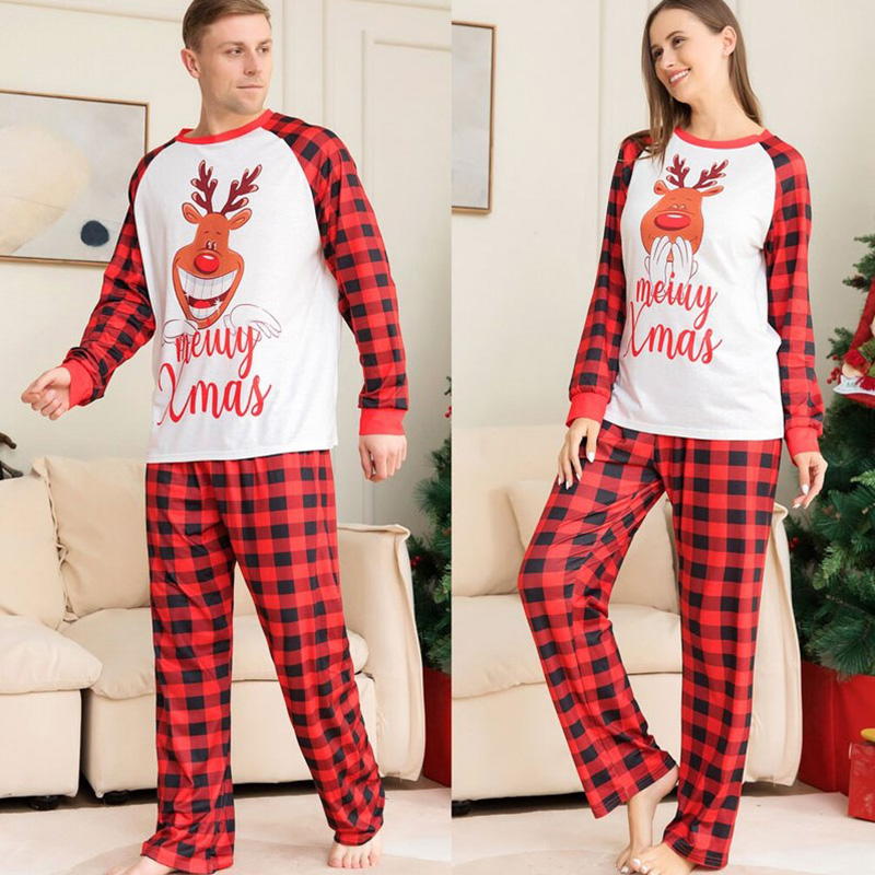 [Adult Pajamas]Reindeer Christmas Clothes Papa Mama Pajamas Matching