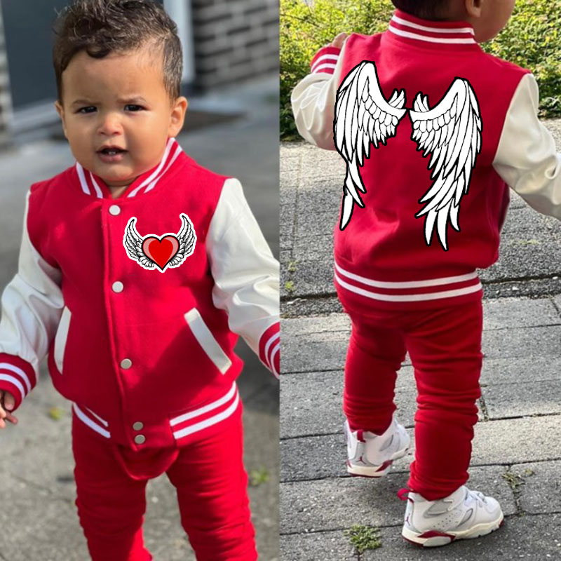 Personalized Heart Angel Wing Varsity Jacket Kids-Adult, Sports Jacket