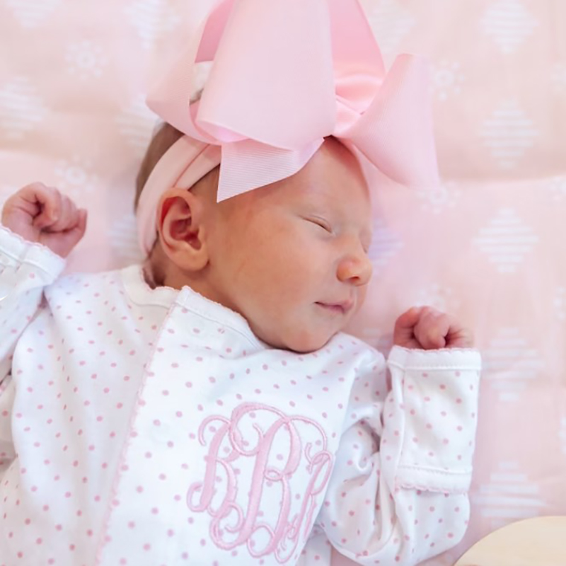 Personalized Baby Girl Pink Tiny Dots Coming Home Outfit
