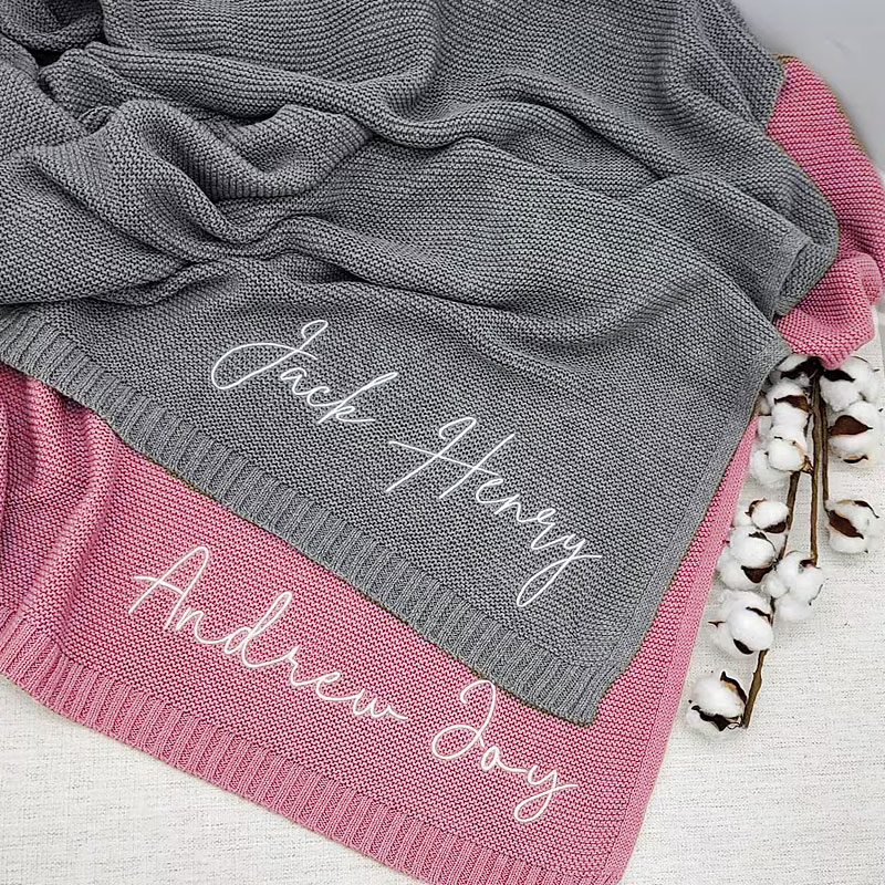 Personalized Embroidered Name Blanket for Baby Girl or Boy