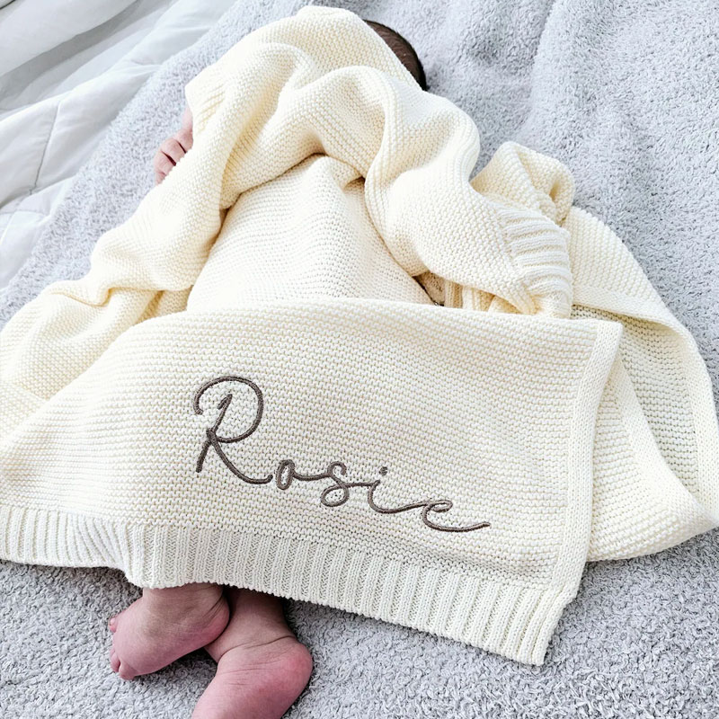 Personalized Embroidered Name Blanket for Baby Girl or Boy
