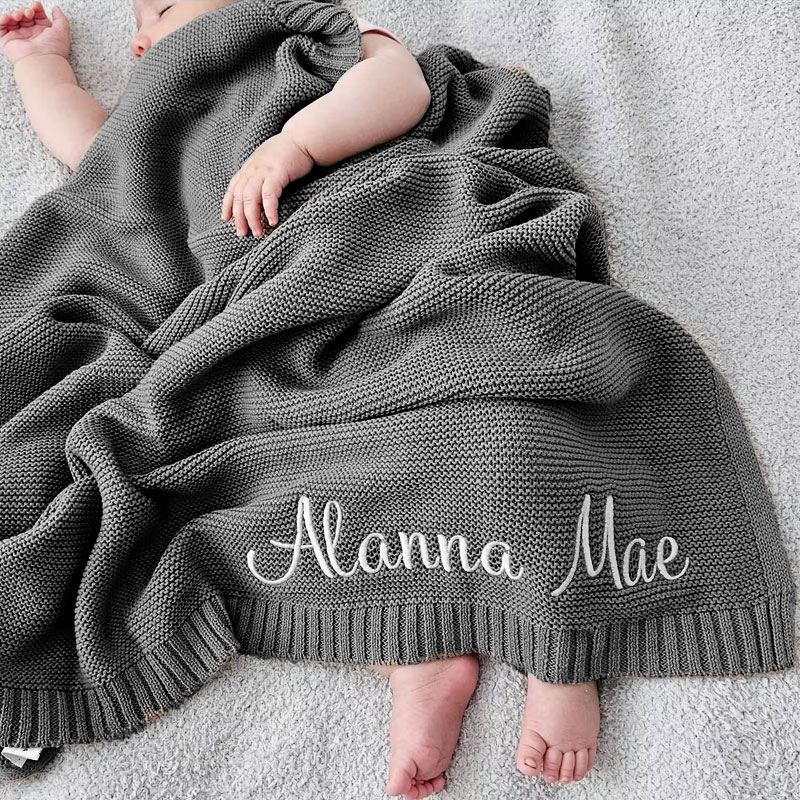 Personalized Embroidered Name Blanket for Baby Girl or Boy