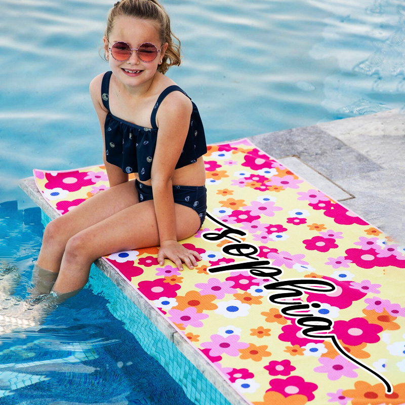 Custom Donuts and Daisy Kids Beach Towel, Kids Gift, Baby Shower Gift Idea