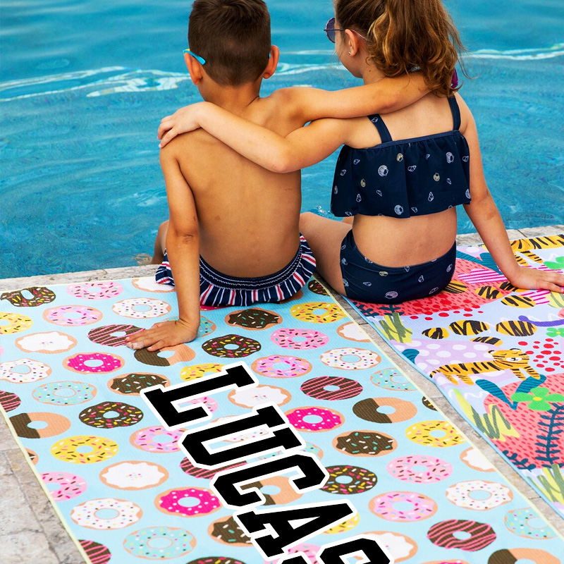 Custom Donuts and Daisy Kids Beach Towel, Kids Gift, Baby Shower Gift Idea