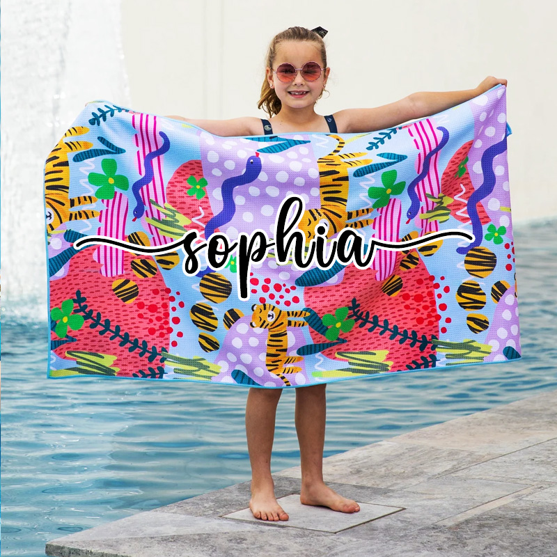 Custom Donuts and Daisy Kids Beach Towel, Kids Gift, Baby Shower Gift Idea