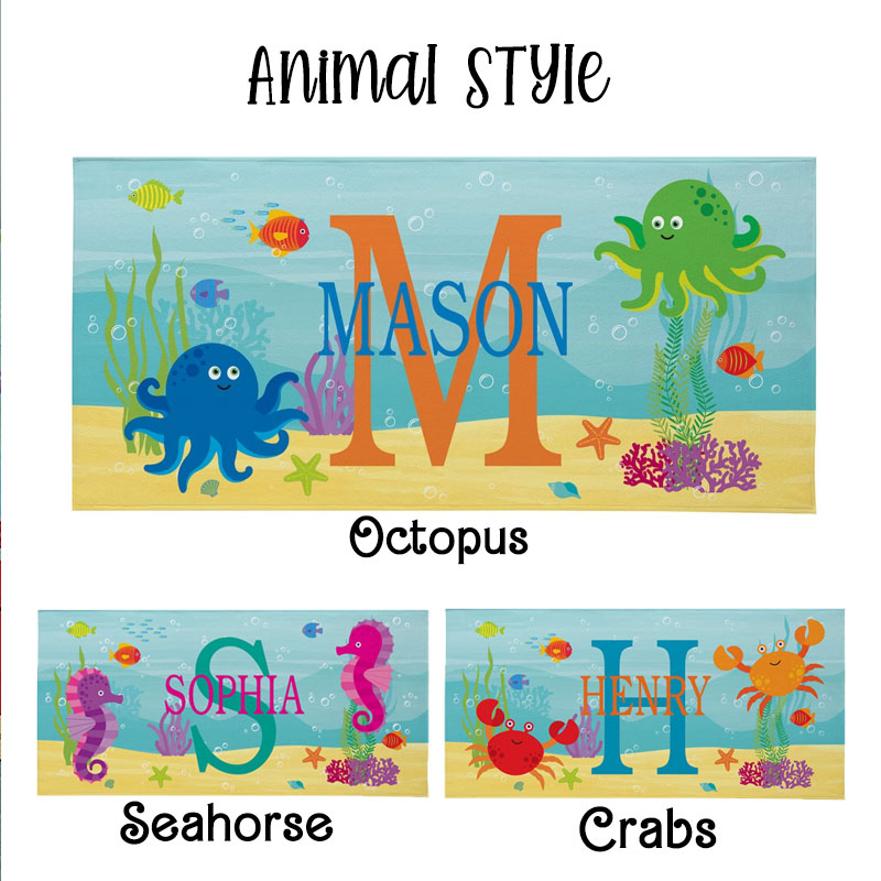 Personalized Kids Beach Towel, Fun Beach Designs, Gift For Girls Or Boys