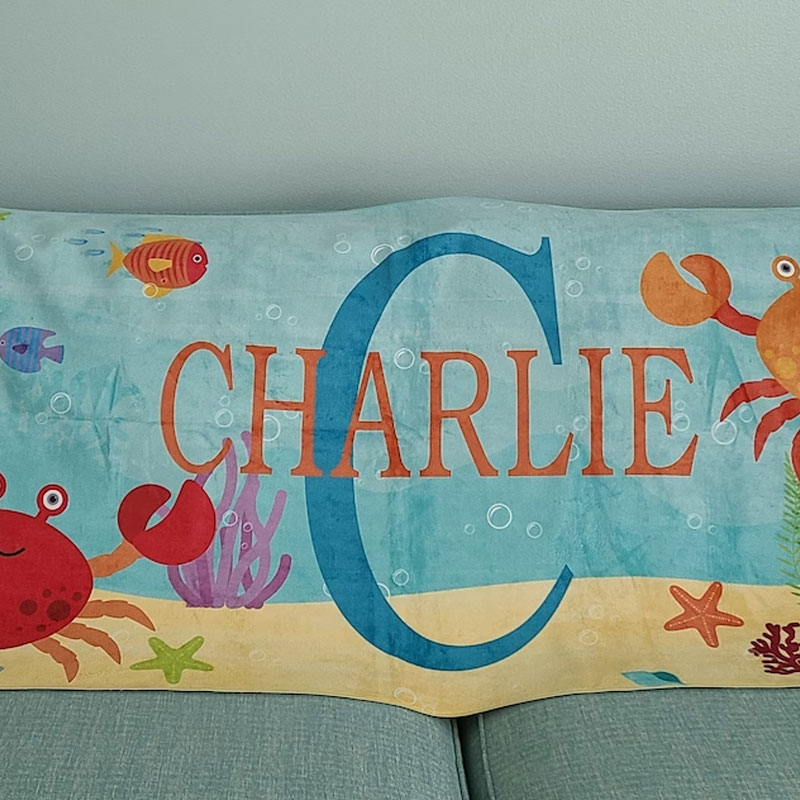 Personalized Kids Beach Towel, Fun Beach Designs, Gift For Girls Or Boys