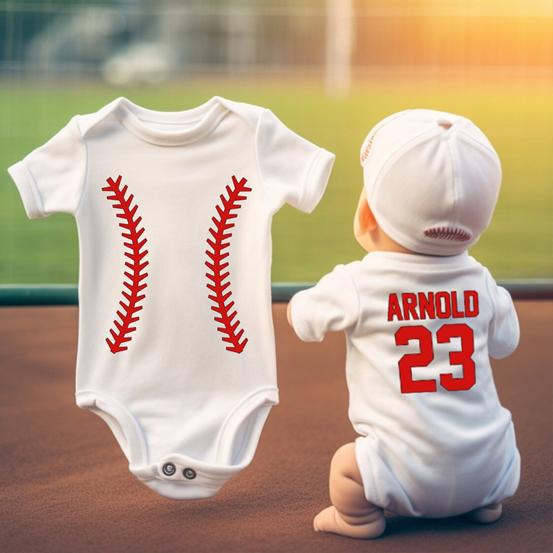 Personalized Sport Jersey Baby Bodysuit for Infant Boys and Girls