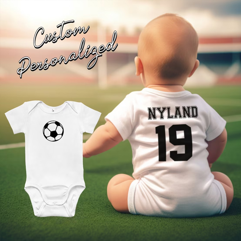 Personalized Sport Jersey Baby Bodysuit for Infant Boys and Girls