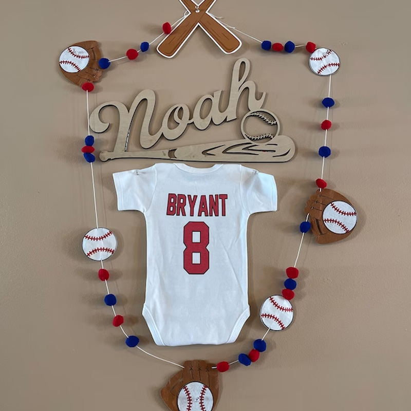Personalized Sport Jersey Baby Bodysuit for Infant Boys and Girls