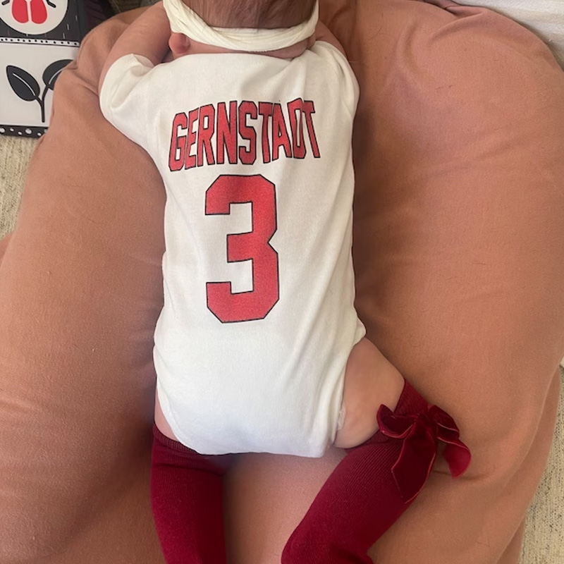 Personalized Sport Jersey Baby Bodysuit for Infant Boys and Girls