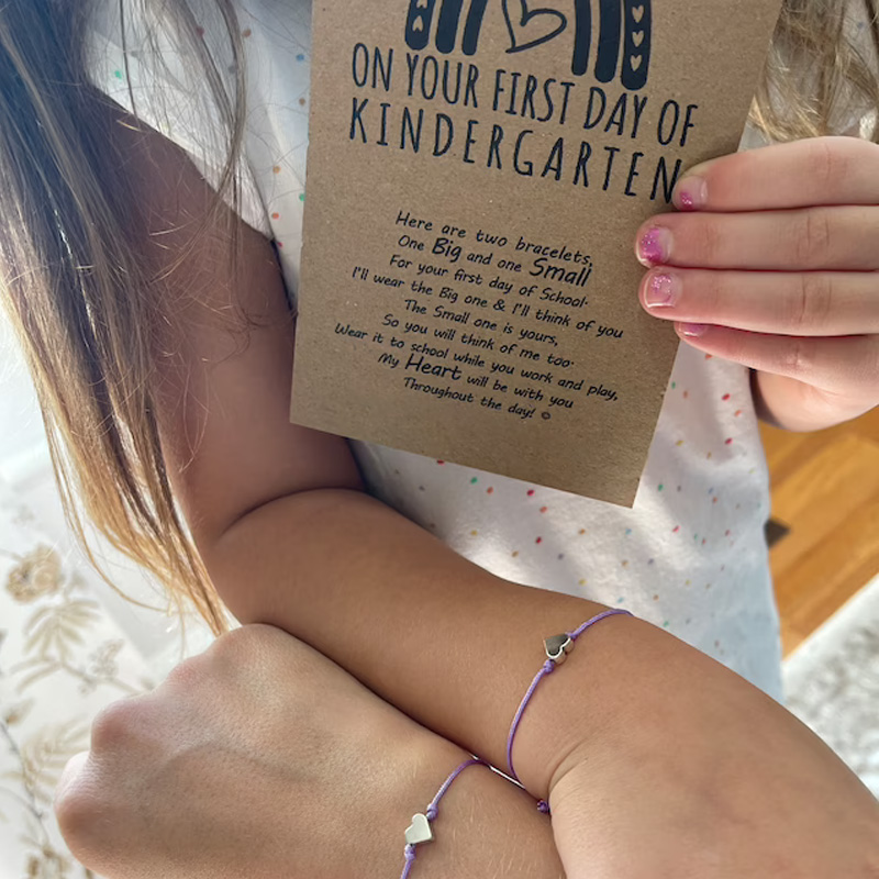 First Day of Kindergarten Mommy and Me Matching Bracelets, Anxiety Gift