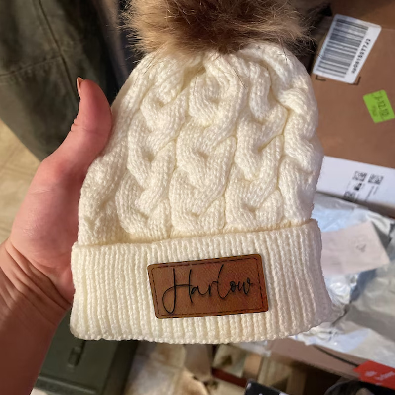 Personalised Toddler-Adult Beanie, Engraved Matching Beanie