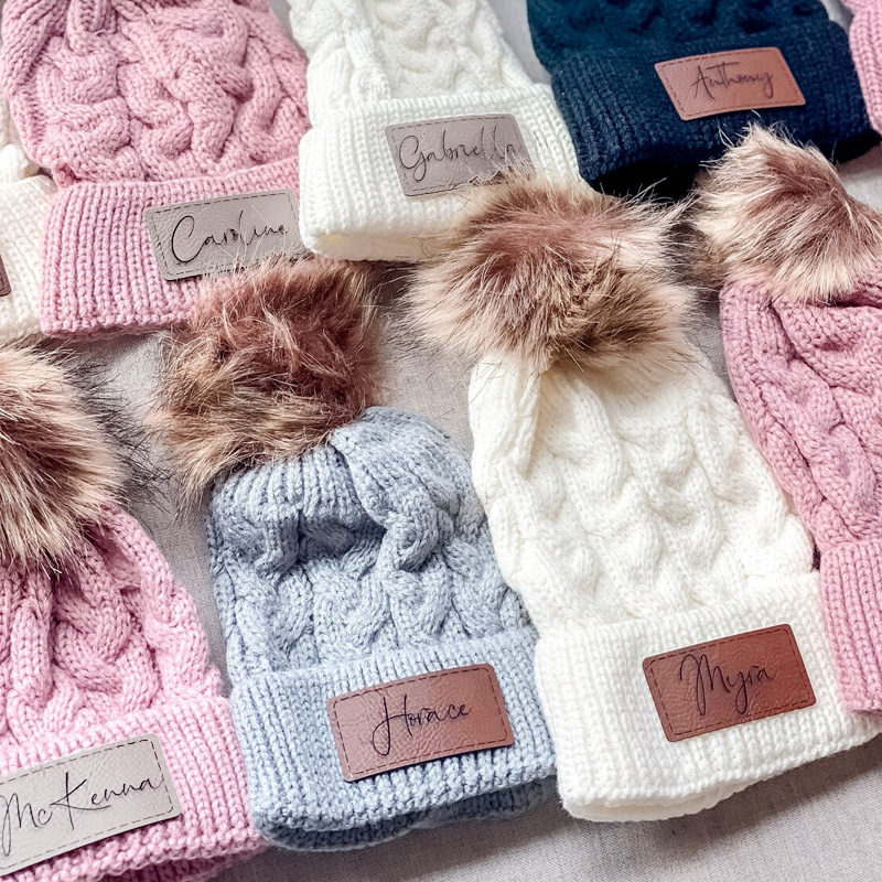 Personalised Toddler-Adult Beanie, Engraved Matching Beanie