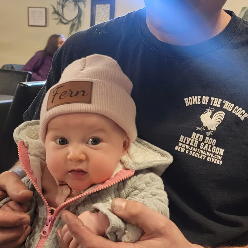Custom Retro Leather Patch Beanie for Newborns-Adults