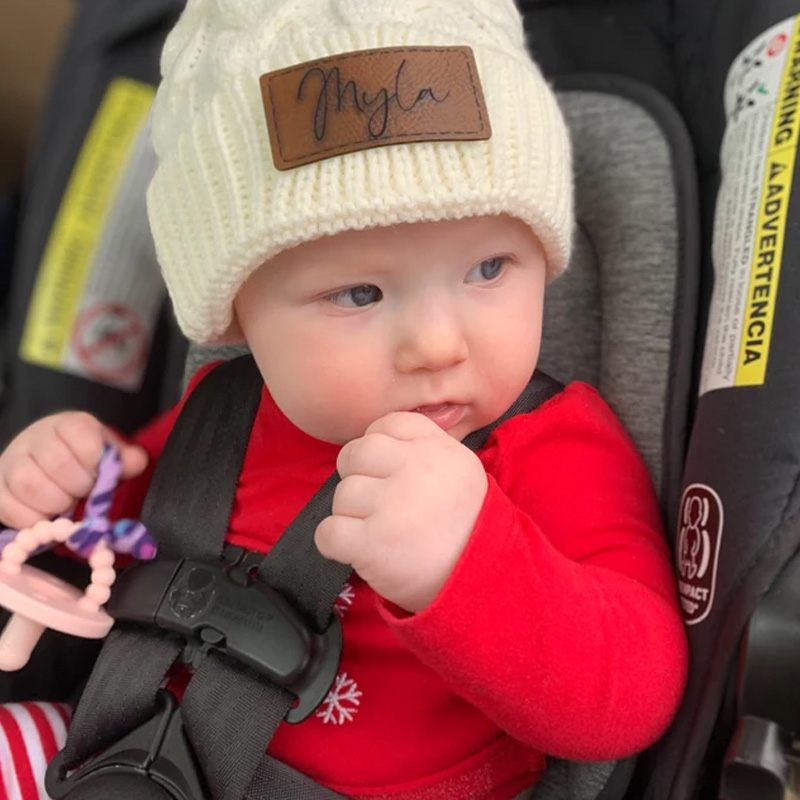 Personalised Toddler-Adult Beanie, Engraved Matching Beanie