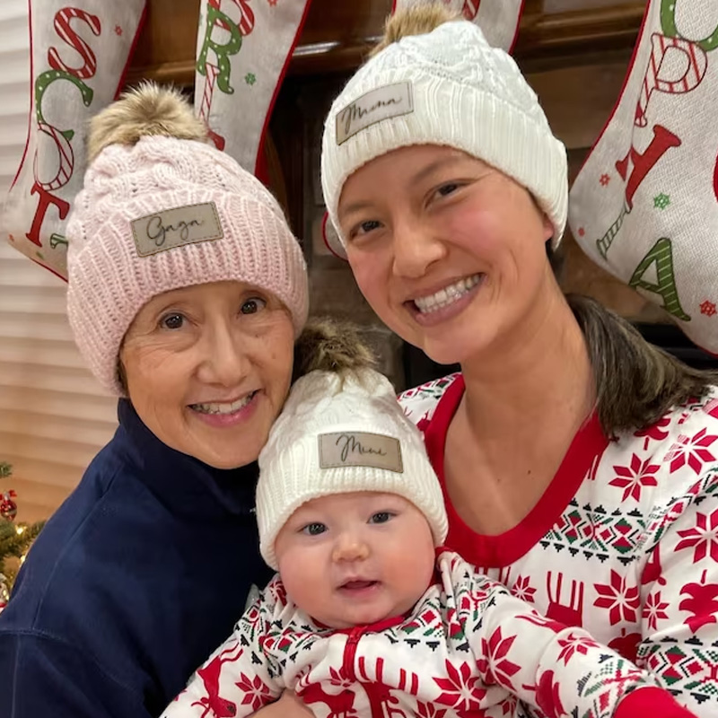 Personalised Toddler-Adult Beanie, Engraved Matching Beanie
