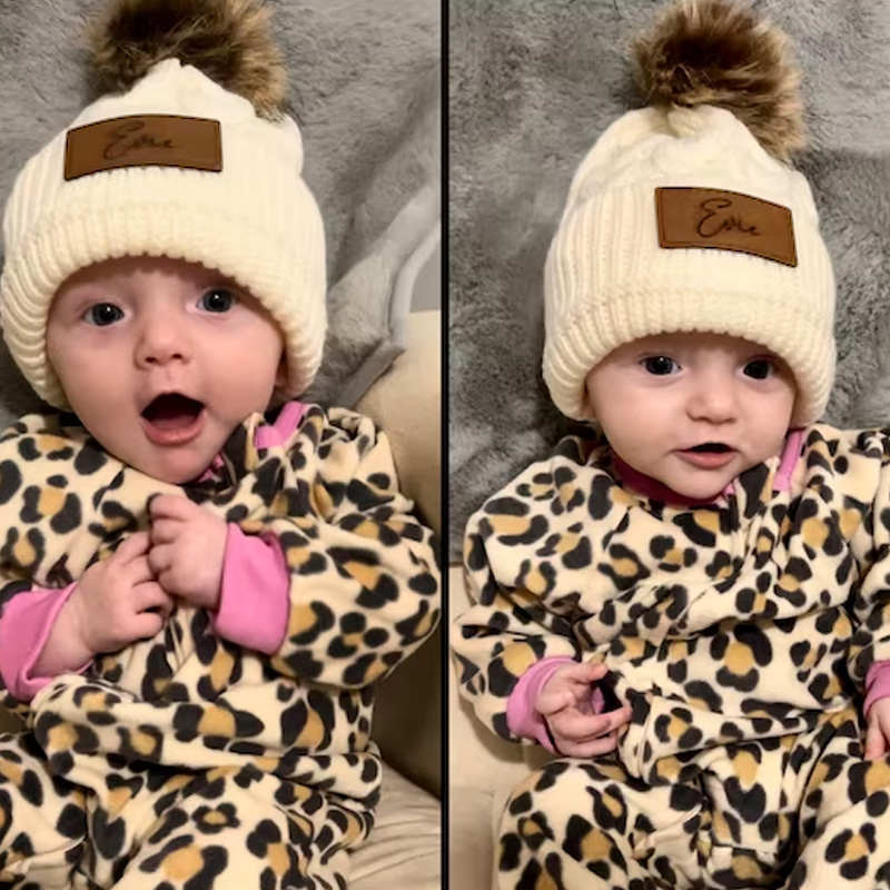 Personalised Toddler-Adult Beanie, Engraved Matching Beanie