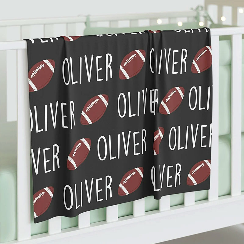 Personalized Sport Lovers Baby Name Swaddle Blanket, Parent Gift For Newborn