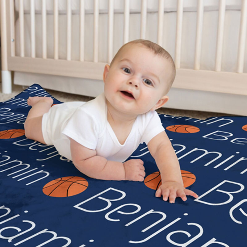 Personalized Sport Lovers Baby Name Swaddle Blanket, Parent Gift For Newborn