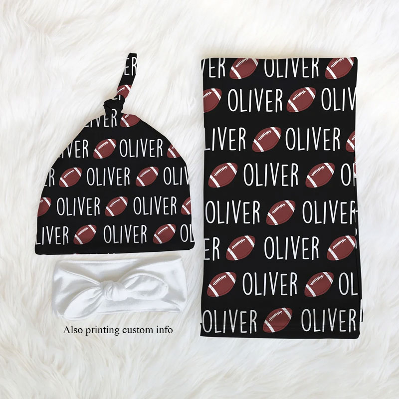 Personalized Sport Lovers Baby Name Swaddle Blanket, Parent Gift For Newborn