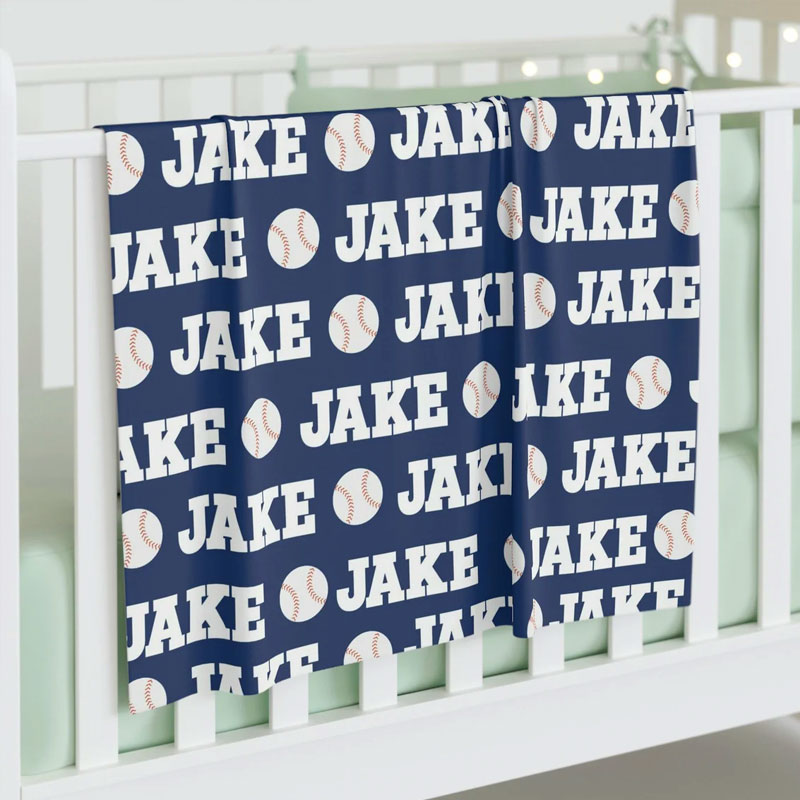 Personalized Sport Lovers Baby Name Swaddle Blanket, Parent Gift For Newborn