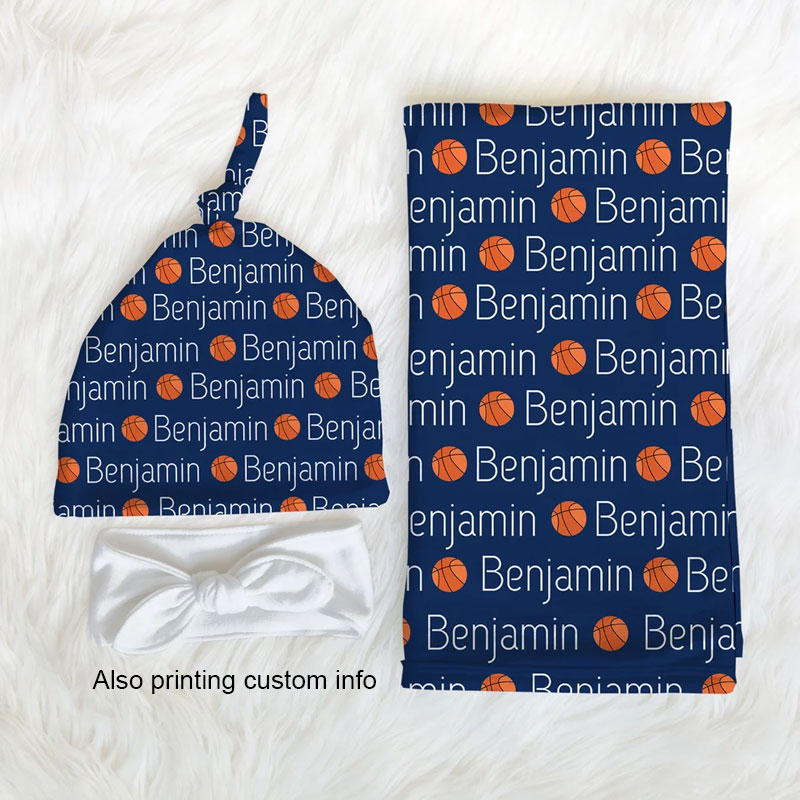 Personalized Sport Lovers Baby Name Swaddle Blanket, Parent Gift For Newborn