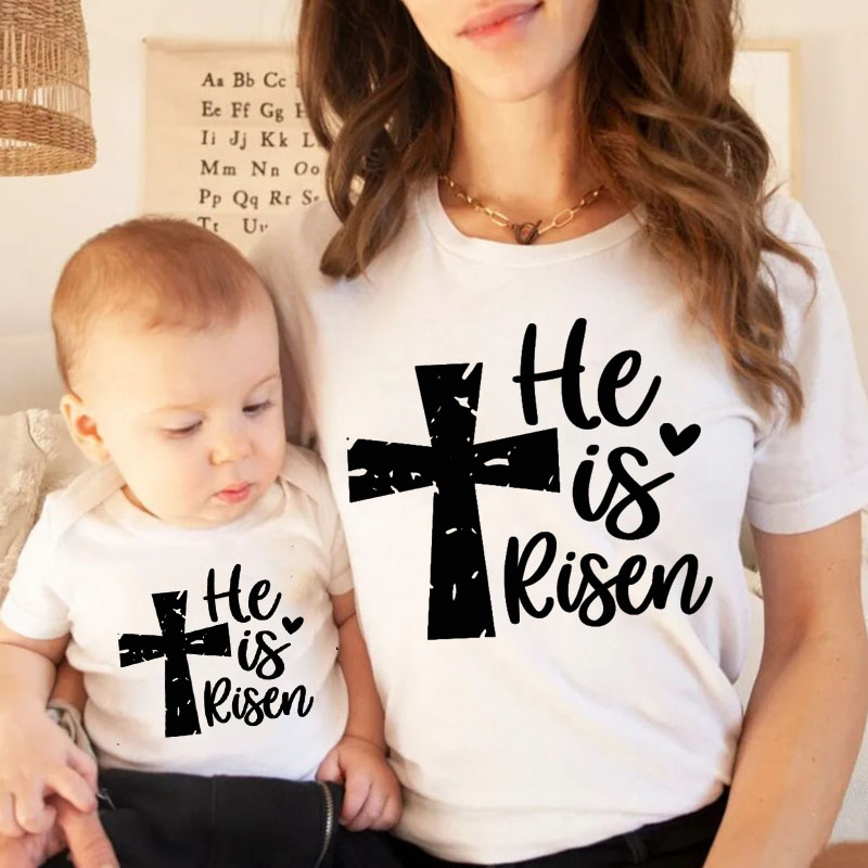 [Adult Tee] Happy Easter He's Risen MaMa,Daddy Shirt