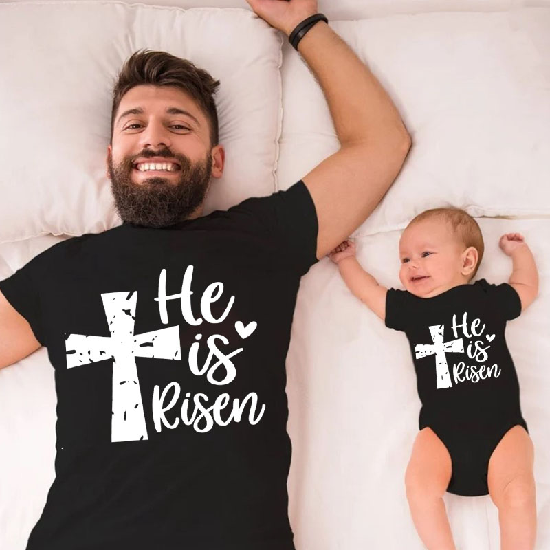 [Adult Tee] Happy Easter He's Risen MaMa,Daddy Shirt