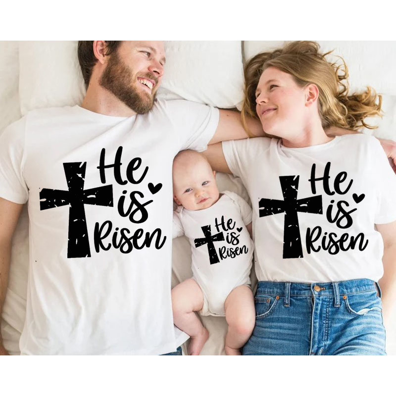 [Adult Tee] Happy Easter He's Risen MaMa,Daddy Shirt