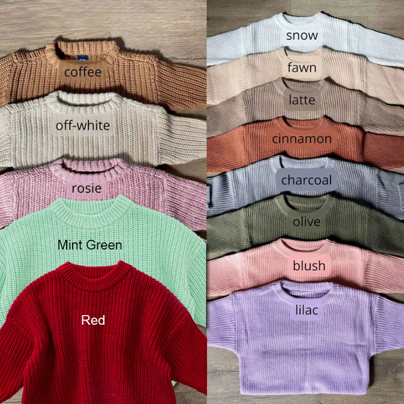 FLOWER Baby Name Sweater Hand Embroidered Knit Sweater