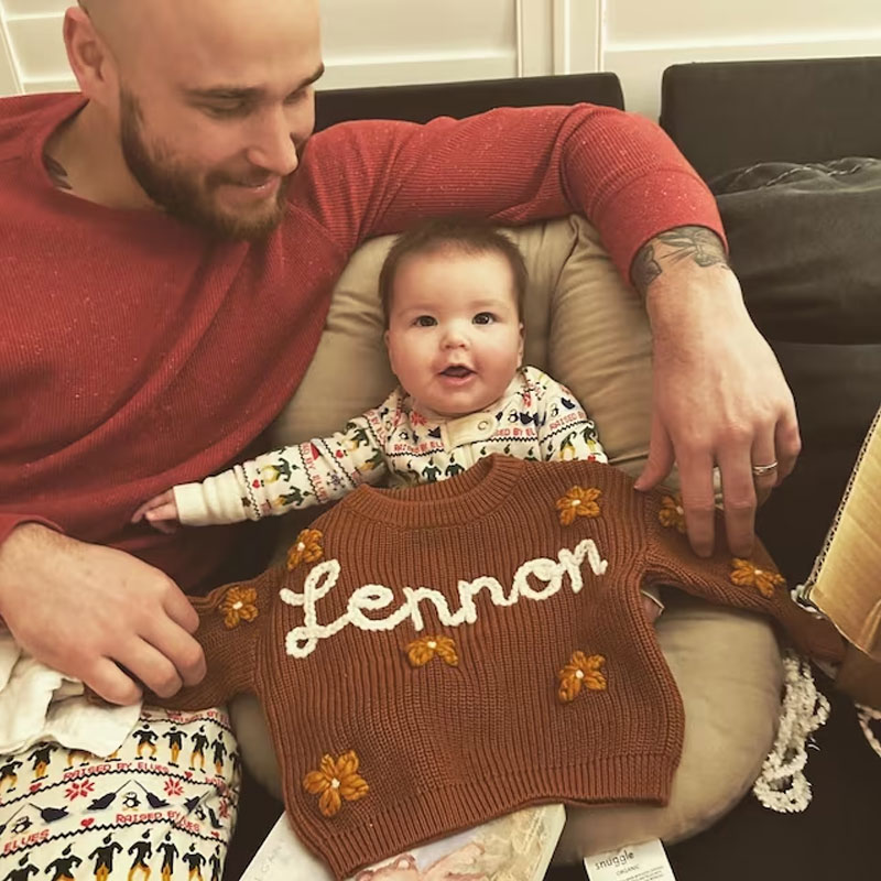 FLOWER Baby Name Sweater Hand Embroidered Knit Sweater