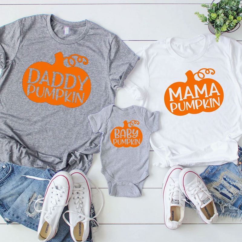 [Adult Tee] Halloween Pumpkin Mom And Baby Shirt Matching Outfit Shirt