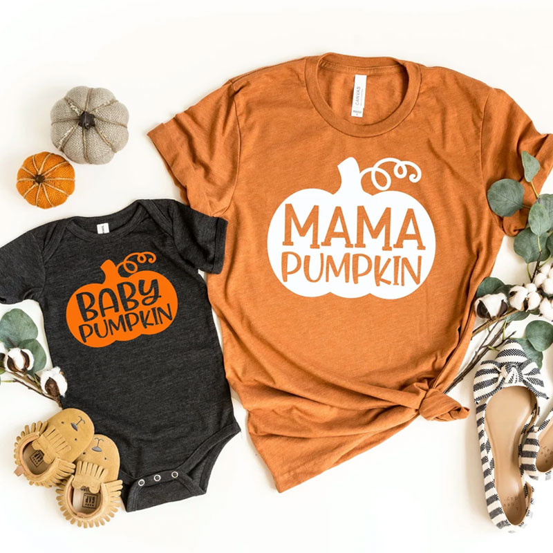 [Baby Bodysuit] Halloween Pumpkin Mom And Baby Shirt Matching Outfit Bodysuit