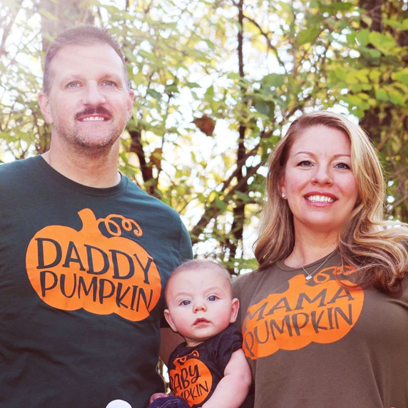 [Adult Tee] Halloween Pumpkin Mom And Baby Shirt Matching Outfit Shirt