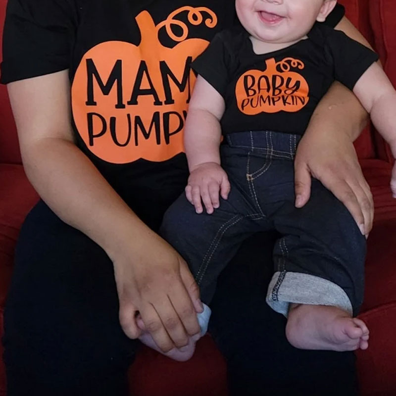 [Baby Bodysuit] Halloween Pumpkin Mom And Baby Shirt Matching Outfit Bodysuit
