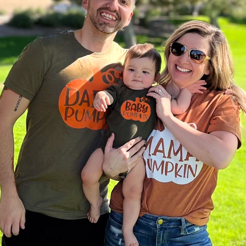 [Adult Tee] Halloween Pumpkin Mom And Baby Shirt Matching Outfit Shirt