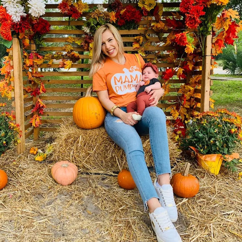 [Adult Tee] Halloween Pumpkin Mom And Baby Shirt Matching Outfit Shirt
