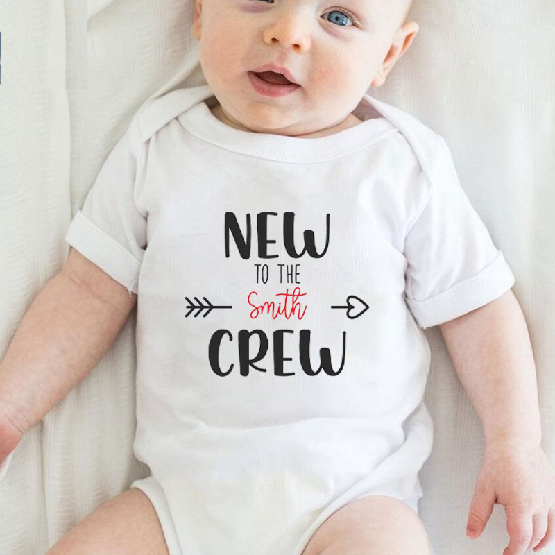 Personalized New To The Crew Newborn unisex Onesie
